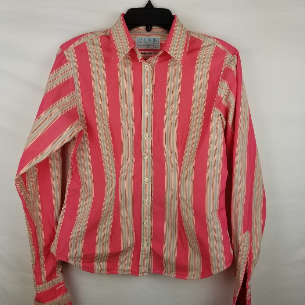 🌻Pink by Thomas Pink striped button down shirt